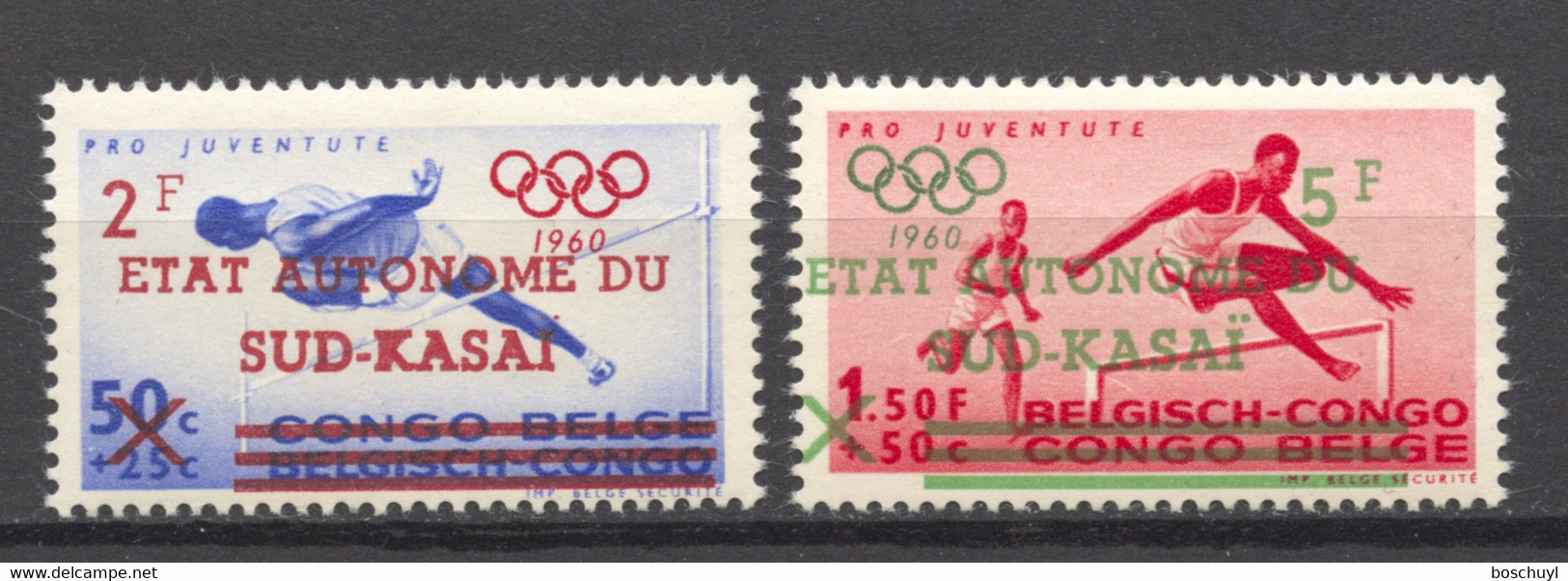 Kasai, South, 1961, Olympic Summer Games Rome, Sports, Athletics, Overprinted, MNH, Michel 16-17 - Sur Kasai