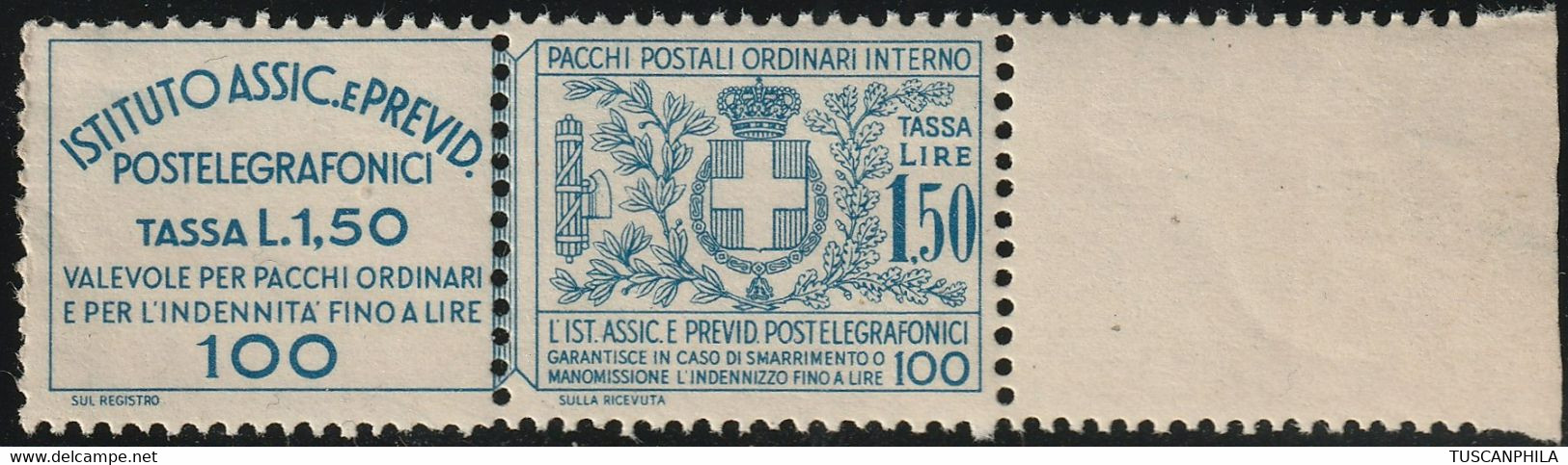 Assicurativi Postetelegrafonici 1,50 Sass 17 Bdf MNH** Cv 375 - Assicurati