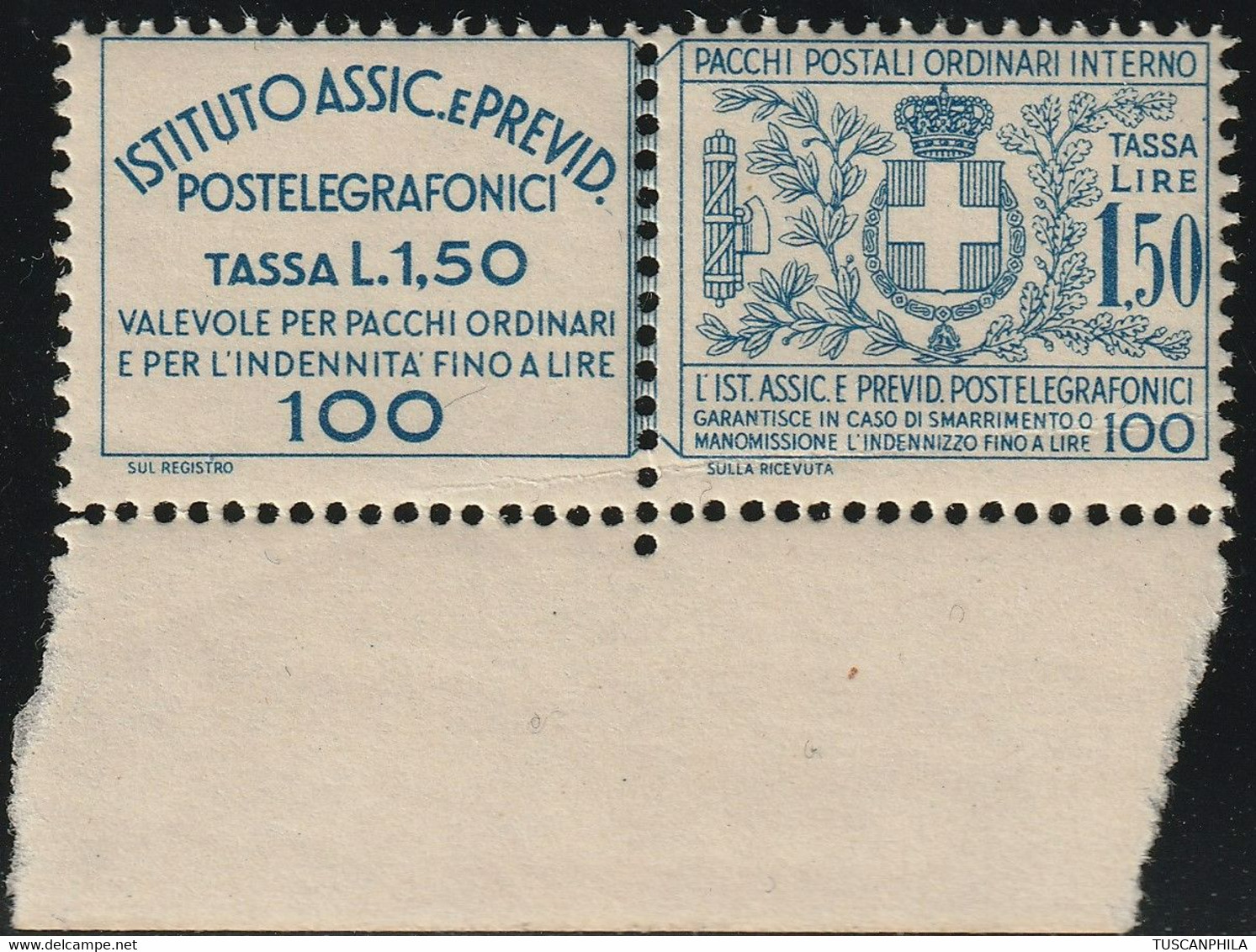 Assicurativi Postetelegrafonici 1,50 Sass 17 Bdf MNH** Cv 375 - Assicurati