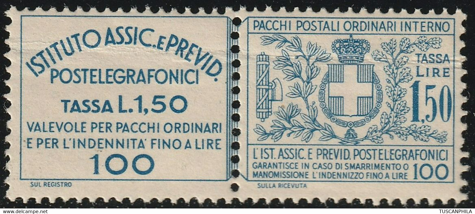 Assicurativi Postetelegrafonici 1,50 Sass 17  MNH** Cv 375 - Verzekerd