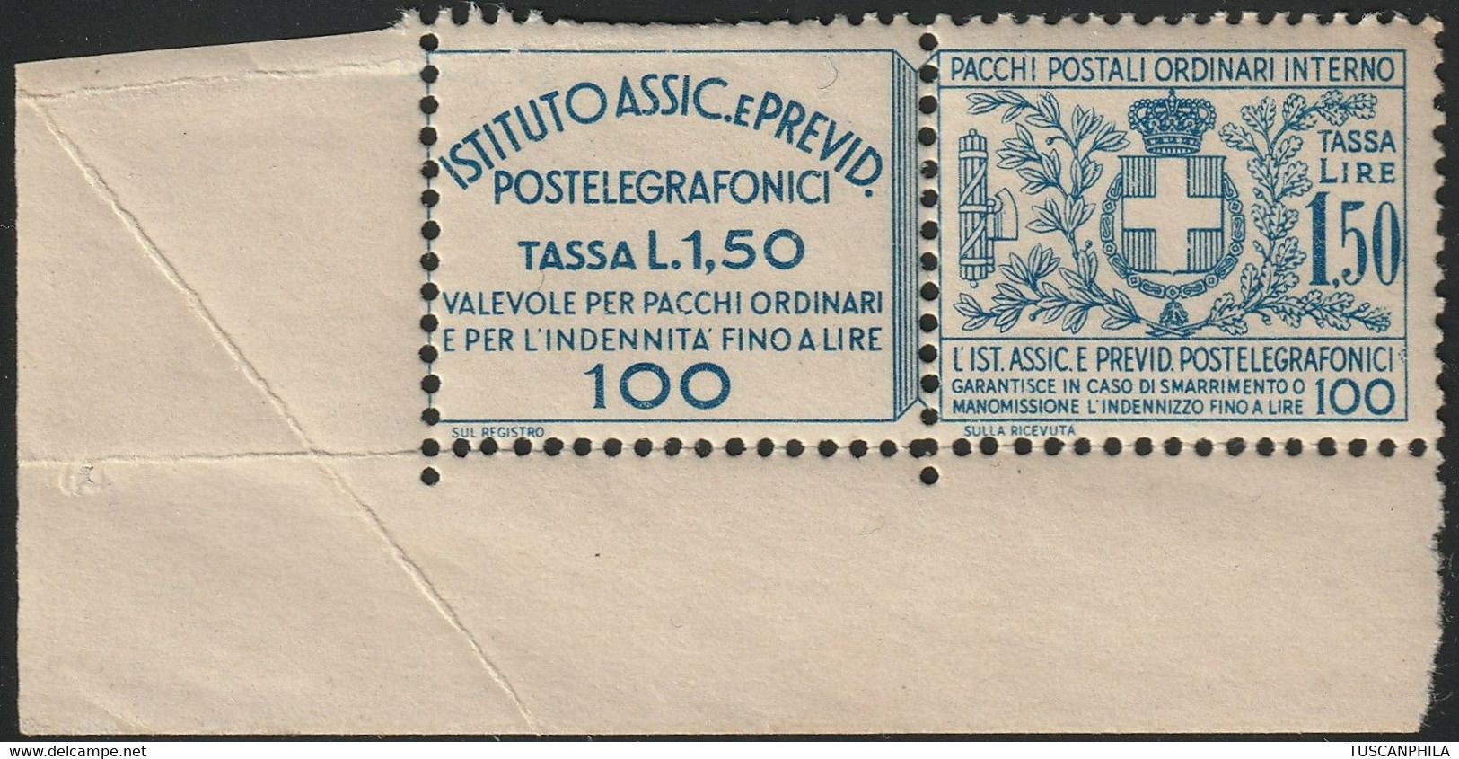 Assicurativi Postetelegrafonici 1,50 Sass 17 Adf MNH** Cv 375 - Assurés