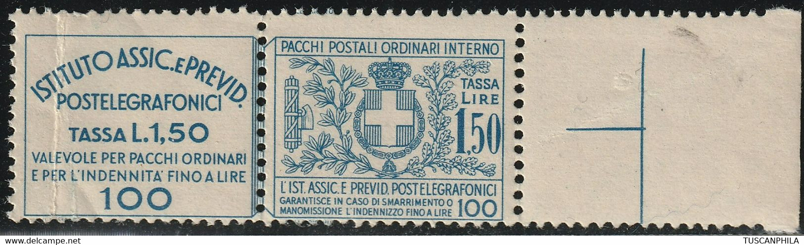 Assicurativi Postetelegrafonici 1,50 Sass 17 Bdf MNH** Cv 375 - Assicurati