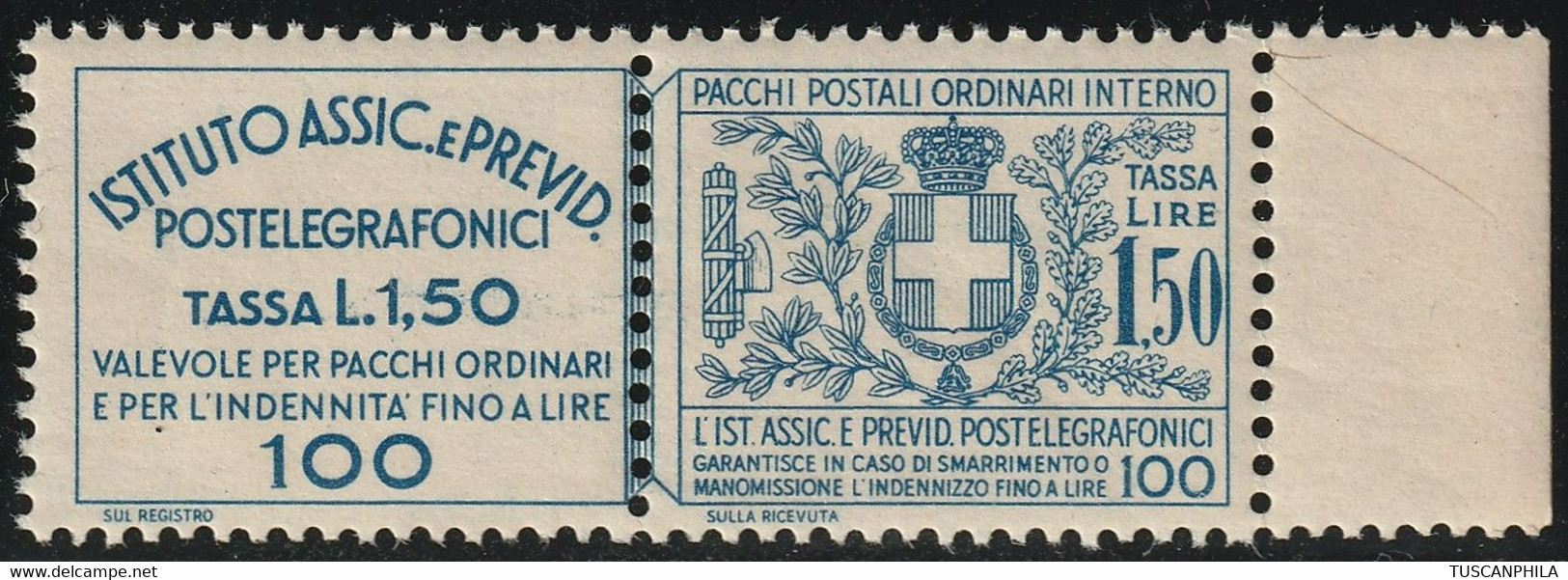 Assicurativi Postetelegrafonici 1,50 Sass 17 Bdf MNH** Cv 375 - Versichert