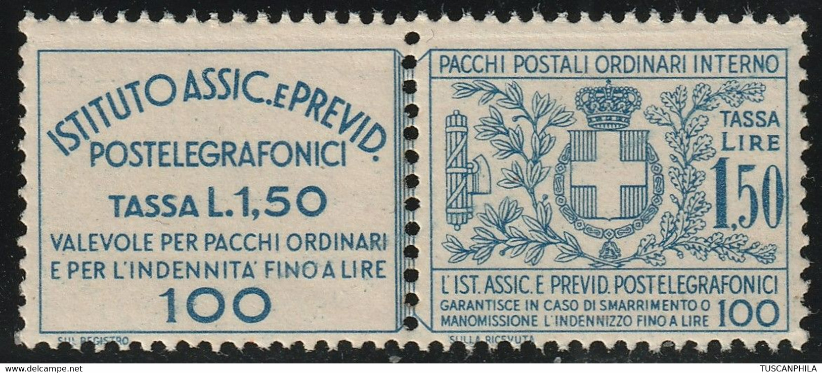 Assicurativi Postetelegrafonici 1,50 Sass 17 Bdf MNH** Cv 375 - Versichert