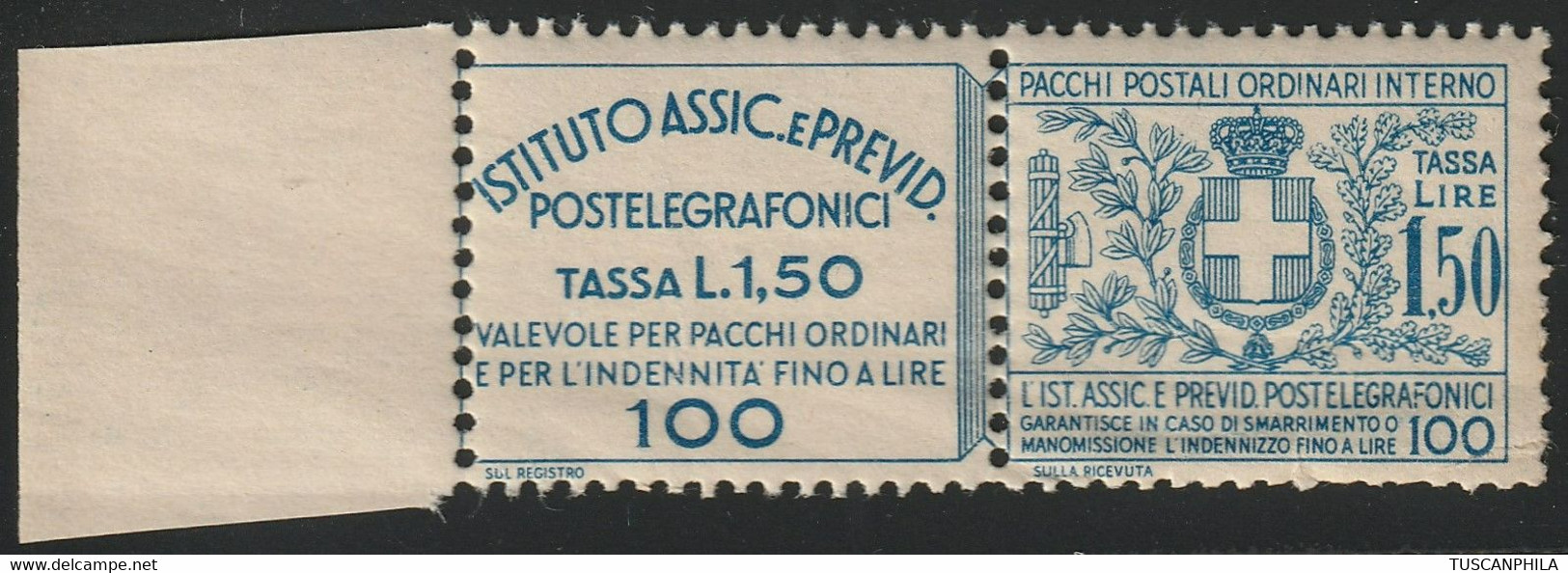 Assicurativi Postetelegrafonici 1,50 Sass 17 Bdf MNH** Cv 375 - Assicurati