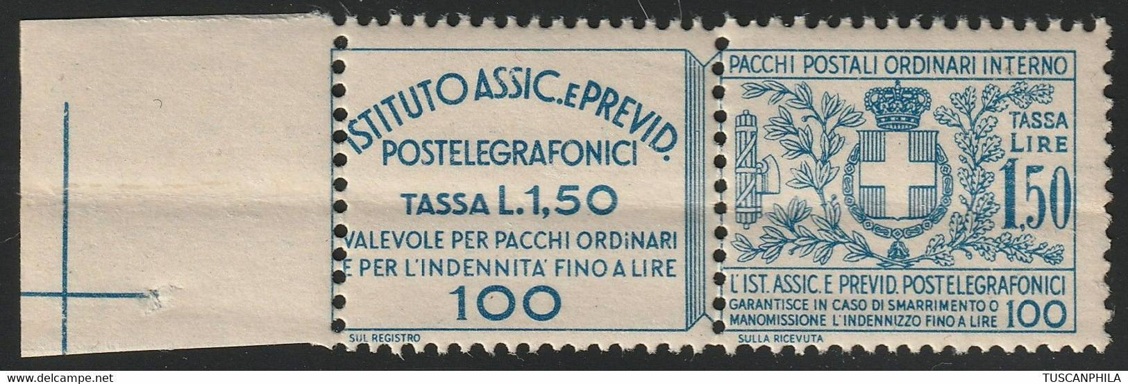 Assicurativi Postetelegrafonici 1,50 Sass 17 Bdf MNH** Cv 375 - Insured