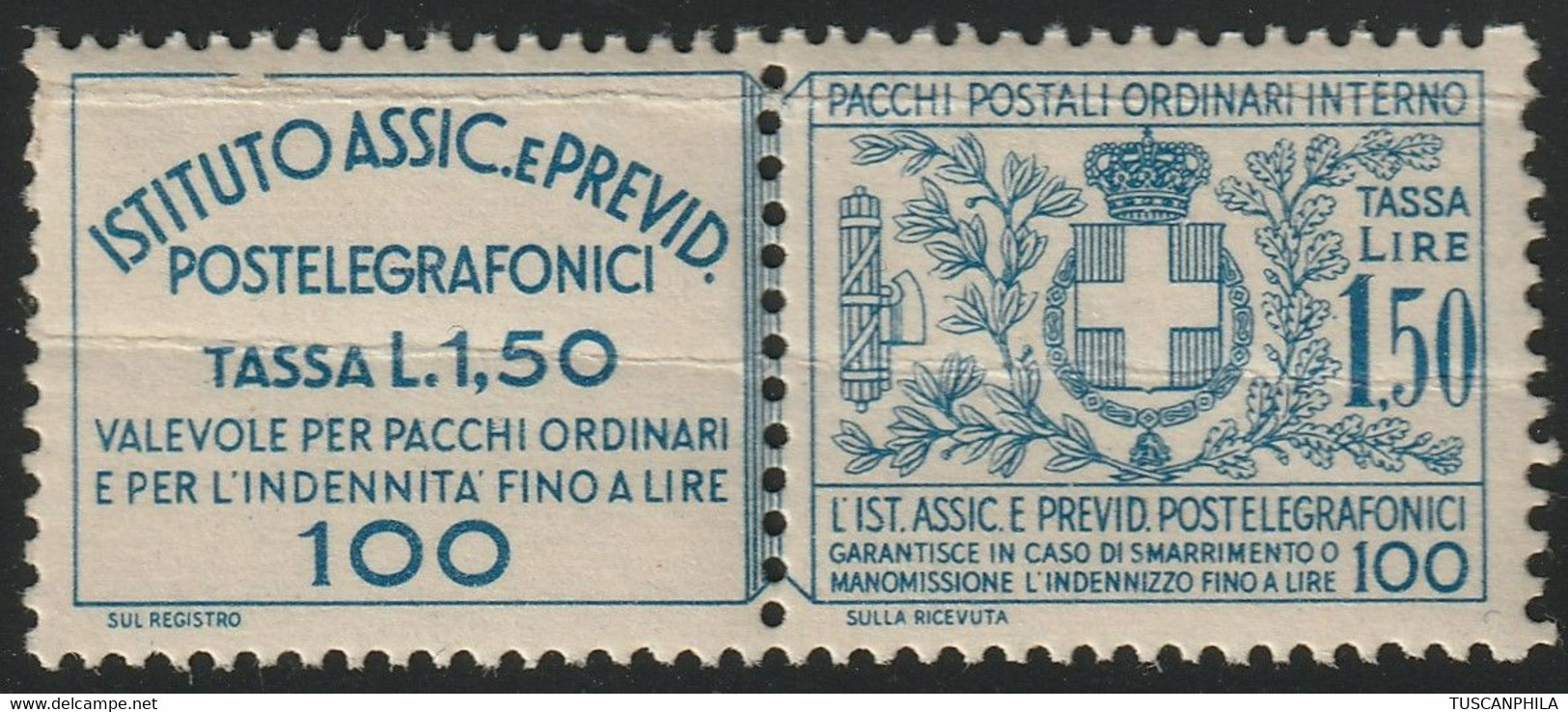 Assicurativi Postetelegrafonici 1,50 Sass 17  MNH** Cv 375 - Insured