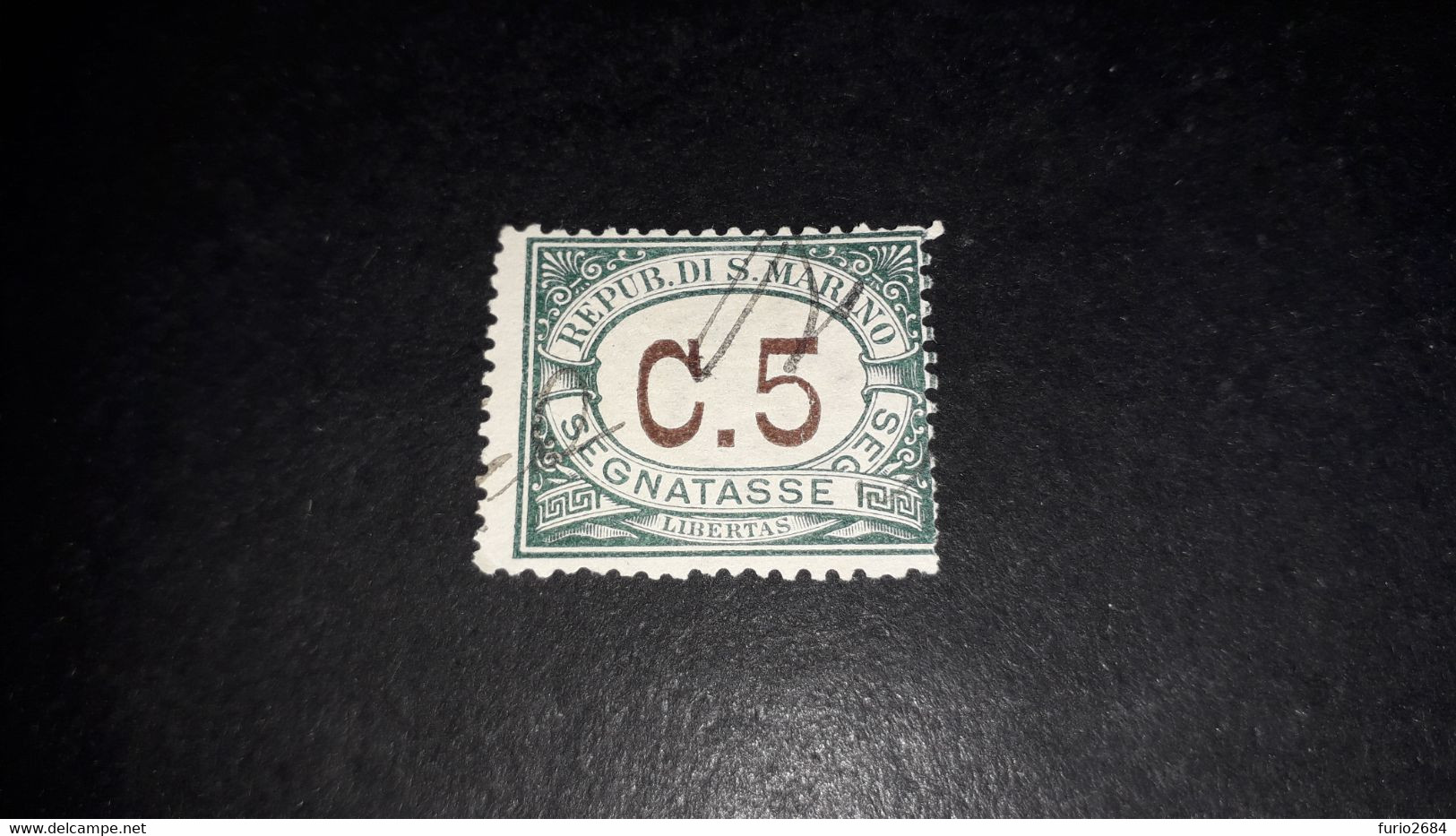 03AL15 SAN MARINO 1897 SEGNATASSE VALORE IN BRUNO 5 CENT. "O" - Timbres-taxe