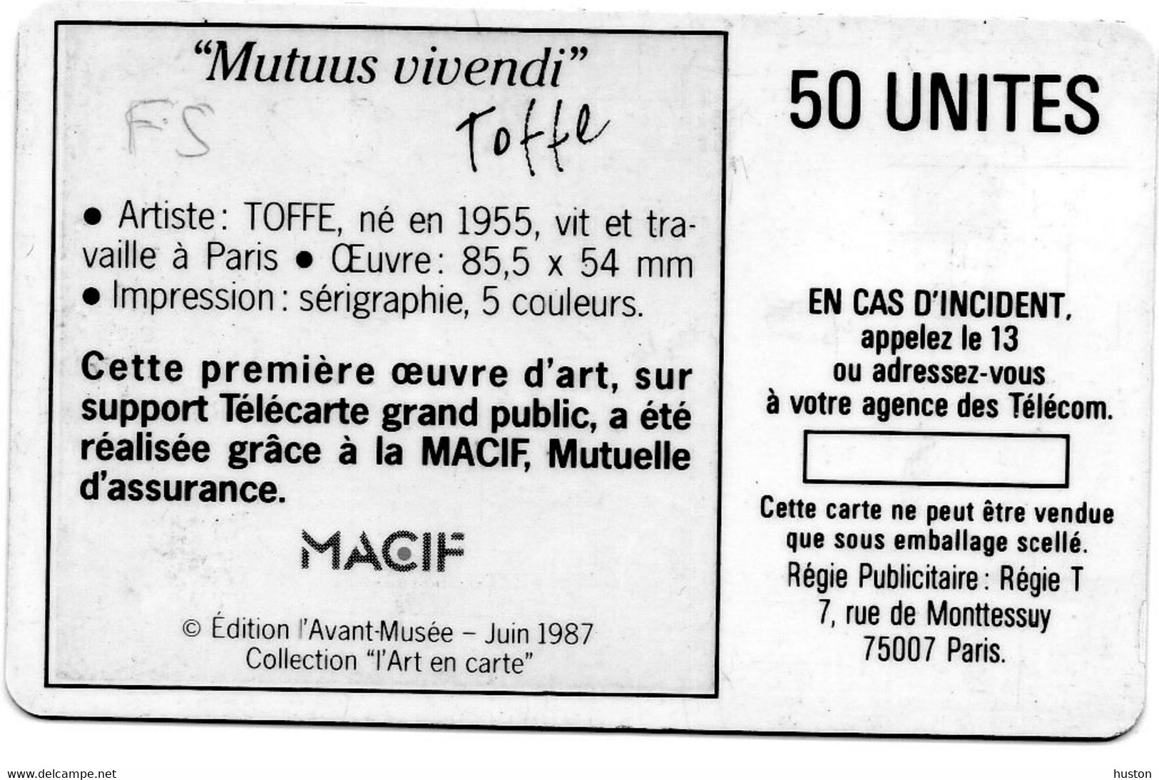 1987 - MACIF  - REF- F5 Bul 1 - 1987