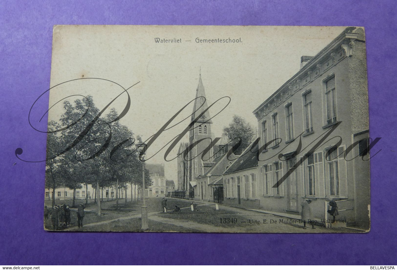 Watervliet Gemeenteschool.  1913 Uitg. De Mulder.  13349 - Sint-Laureins