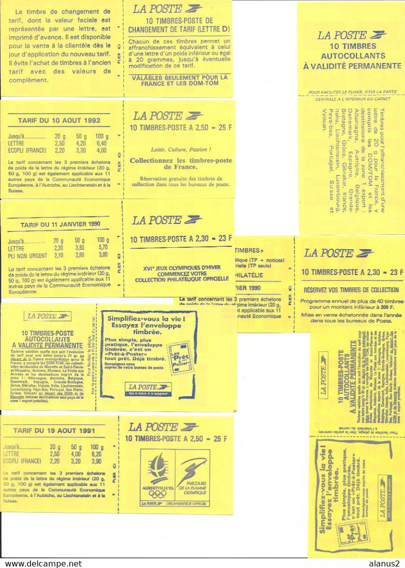Lot De 8 Carnets  Différents Marianne De Briat - 80 Timbres Rouges Dont 60  à Validité Permanente - Autres & Non Classés