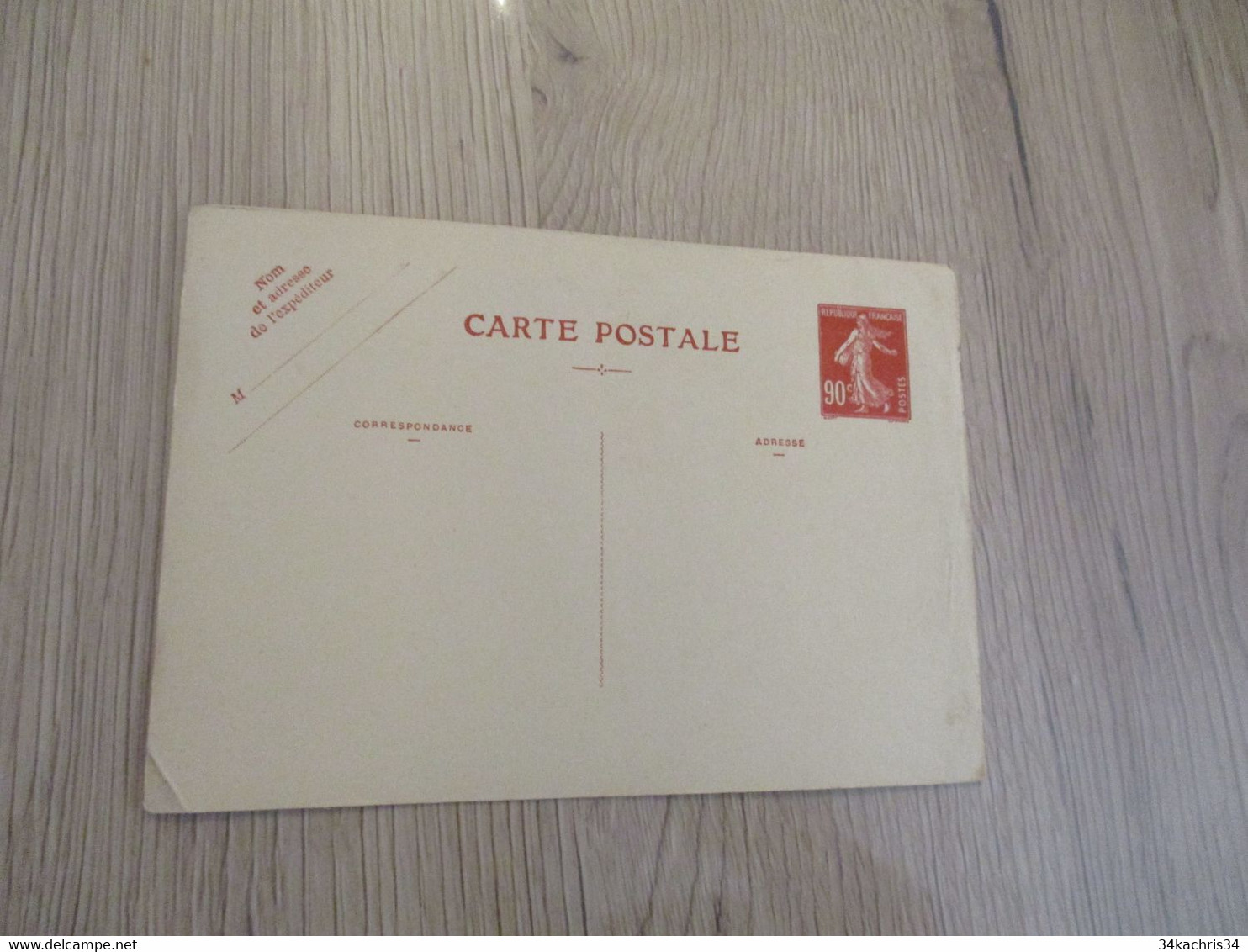 Entier France Vierge Type Semeuse 90c Rouge Carte Postale CP1 Sans Date Valeur 95&euro;en L'état - Standard Postcards & Stamped On Demand (before 1995)