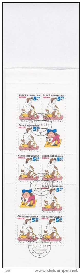 Carnet Oblitéré Feuillet 2001 De 8 Timbres + 2 Coupons Enfants Chien à Vélo YT  273 / Sheetlet Michel H-Blatt 14 (293) - Used Stamps