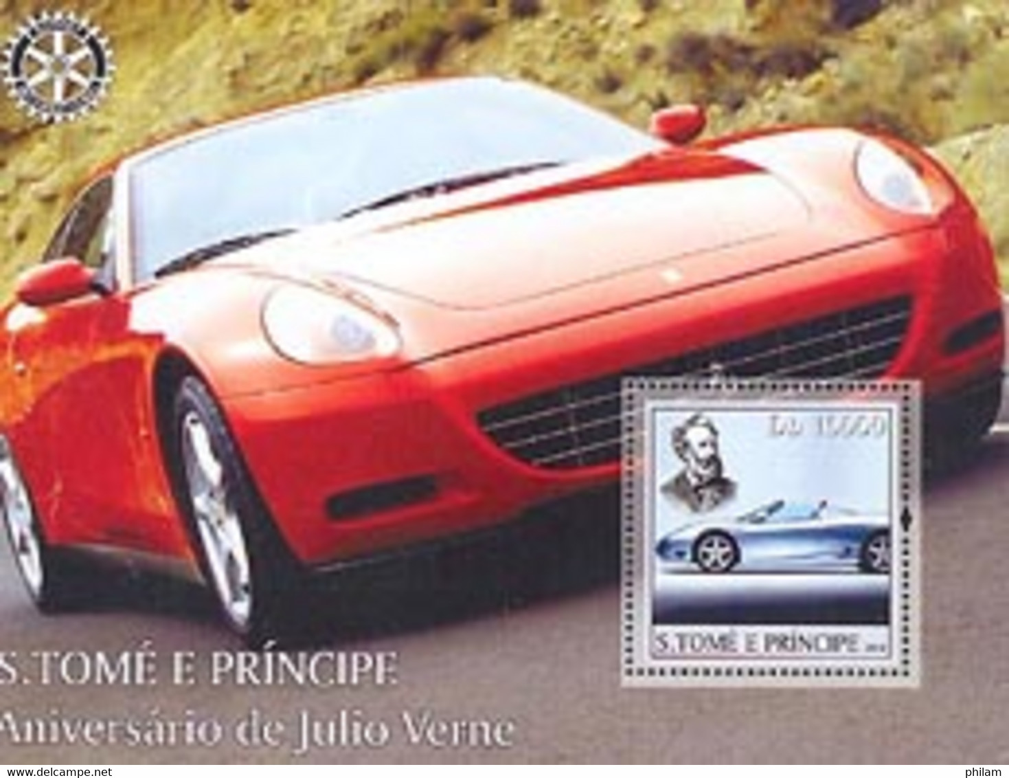 S. TOME E PRINCIPE 2004 - Jules Verne Et Ferrari -BF - Rotary, Lions Club