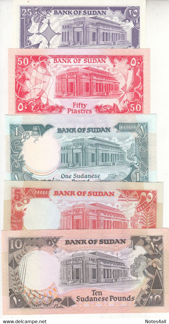 SUDAN 25 50 PT 1 5 10 20 50 100 POUNDS 1987 1991 P37 38 39 45 46 47 48 UNC SET 1 - Sudan