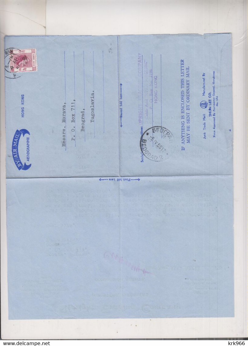 HONG KONG 1956 Nice Airmail Cover To Yugoslavia - Cartas & Documentos