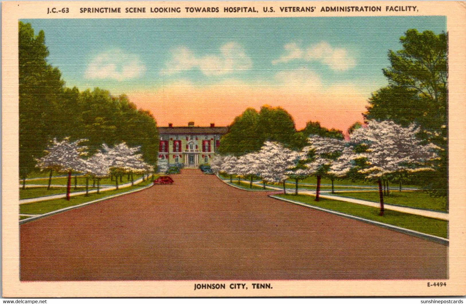 Tennessee Johnson City U S Veterans' Administration Facility Springtime Scene Looking Towards Hospital - Johnson City