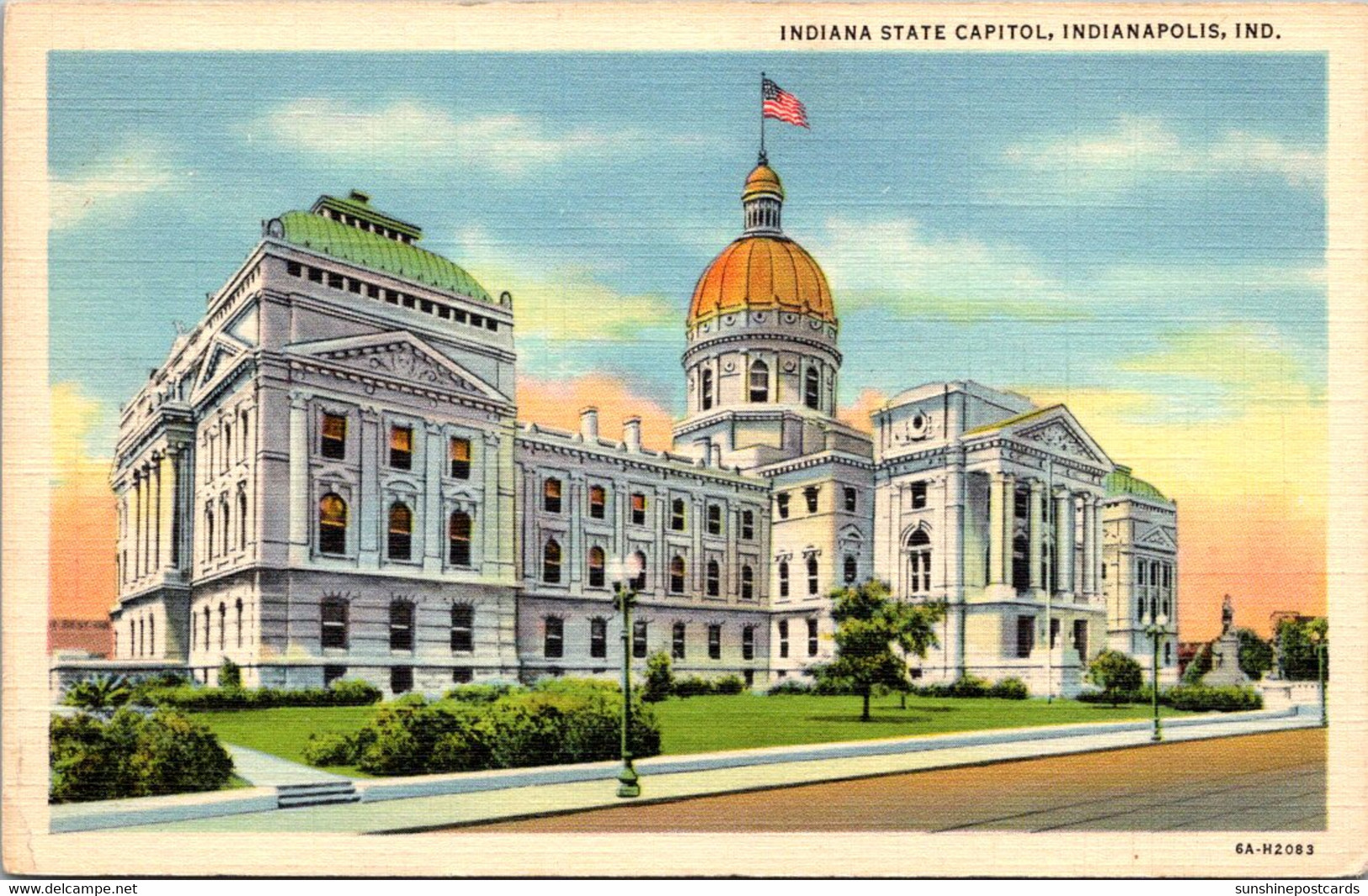 Indiana Indianapolis State Capitol Building 1939 Curteich - Indianapolis