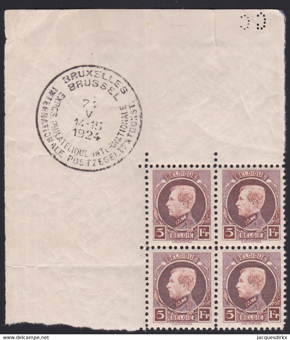 Belgie   .    OBP  .   218   Blok 4 Zegels   .    **     .    Postfris    .   /   .   Neuf Avec Gomme Et SANS Charnière - 1921-1925 Petit Montenez