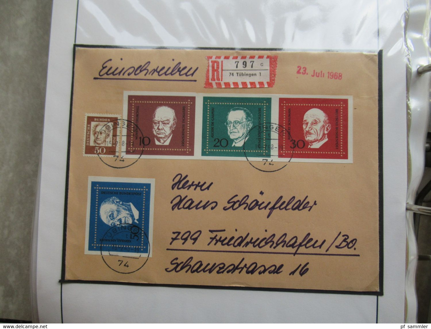 BRD / BUND Sammlung gestempelte Marken und die jeweiligen Belege im dicken Ordner /  Stöberposten! 1965 - 1968