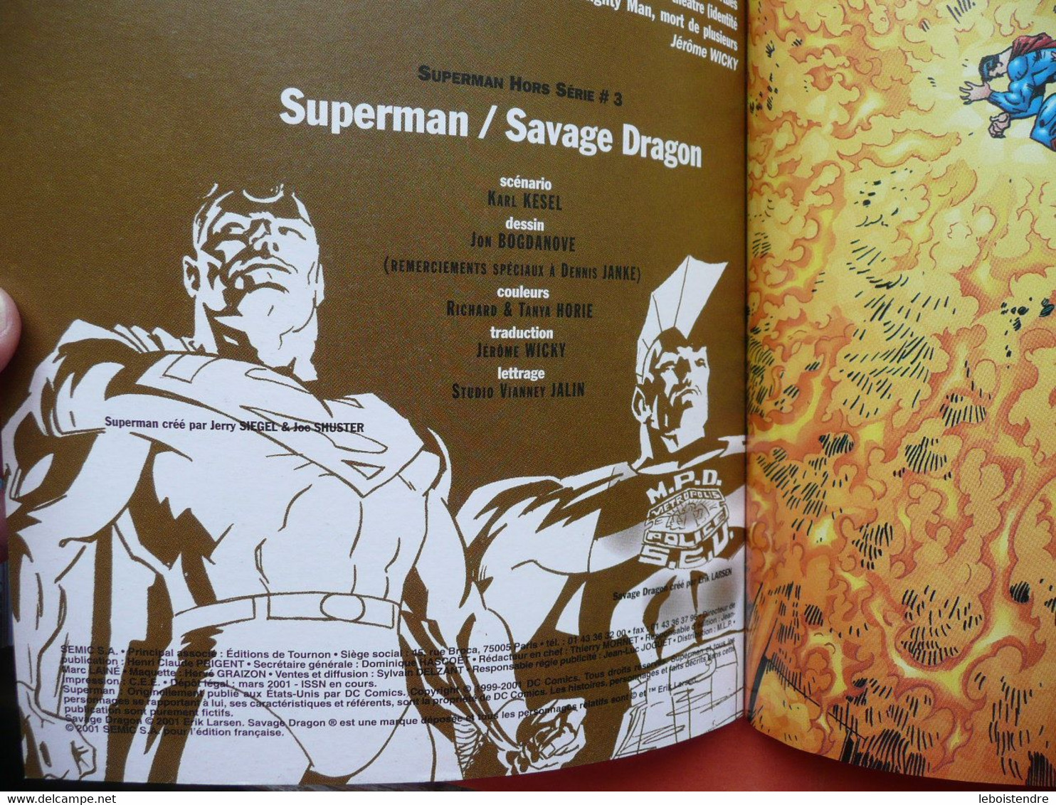 SUPERMAN HORS SERIE N 3 MARS 2001 SAVAGE DRAGON DC SEMIC COMICS TRES BON ETAT - Superman