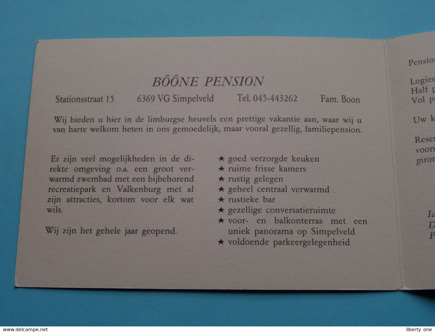 BÔÔNE Pension Simpelveld / Fam. Boon ( Uitg. Van Leer's ) Anno 19?? ( Zie/voir Scan ) ! - Simpelveld