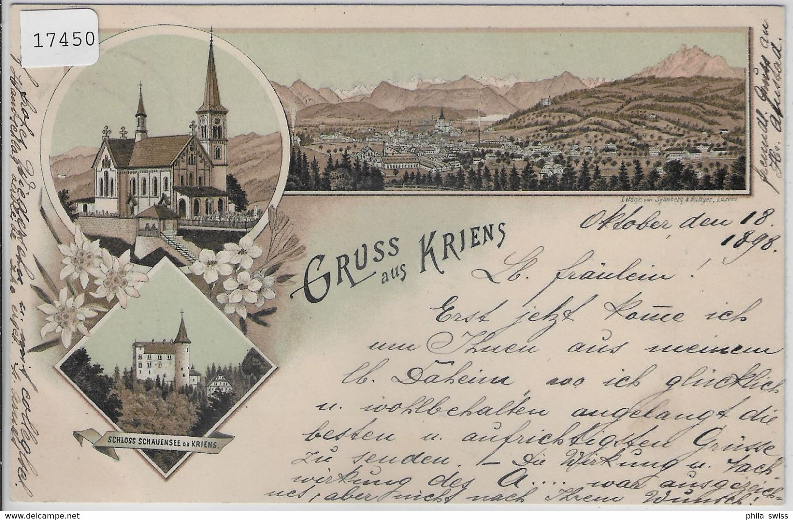 Gruss Aus Kriens - Litho - 1898 - Kriens