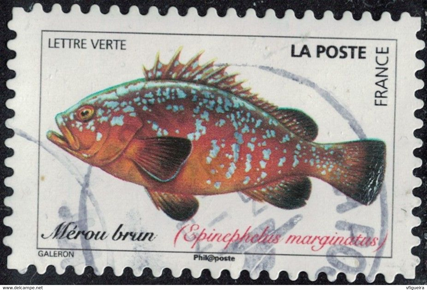 France 2019 Oblitéré Rond Used Poissons De Mer Mérou Brun Epinephelus Marginatus Y&T 1691 SU - Gebraucht