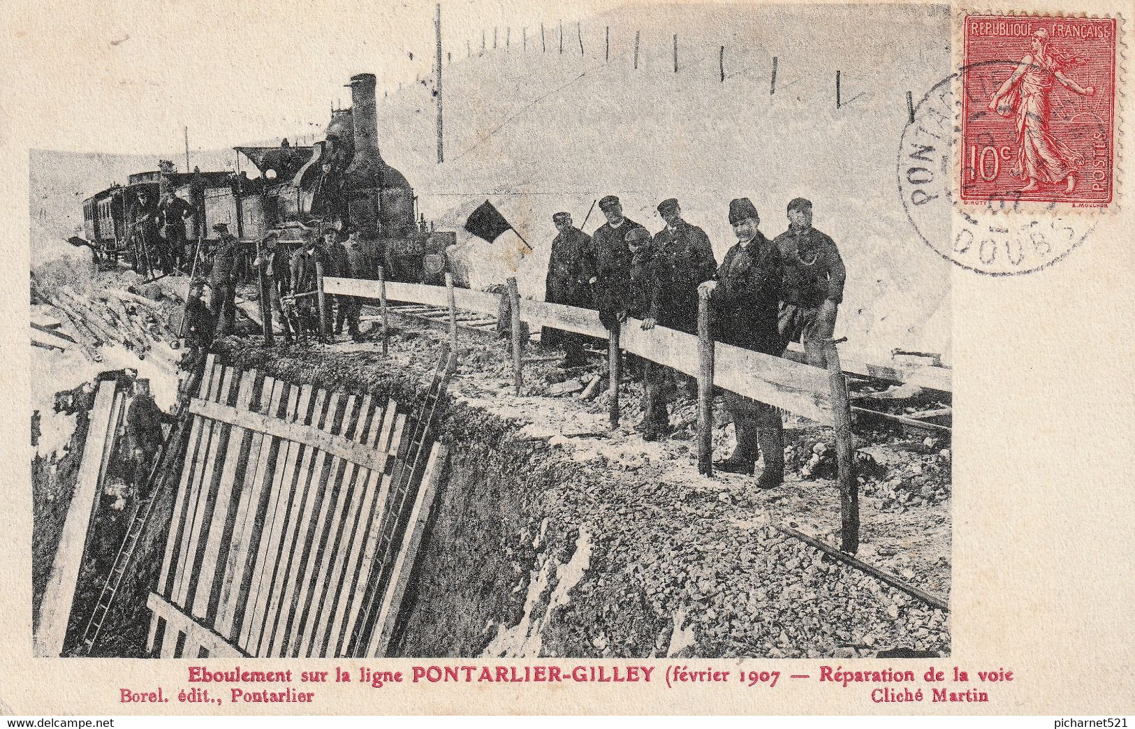 PONTARLIER - Eboulement De Février 1907 Sur La Ligne Pontarlier-Gilley. 2 Cartes-photos Au Format Rare (12 X 9 Cm). - Pontarlier