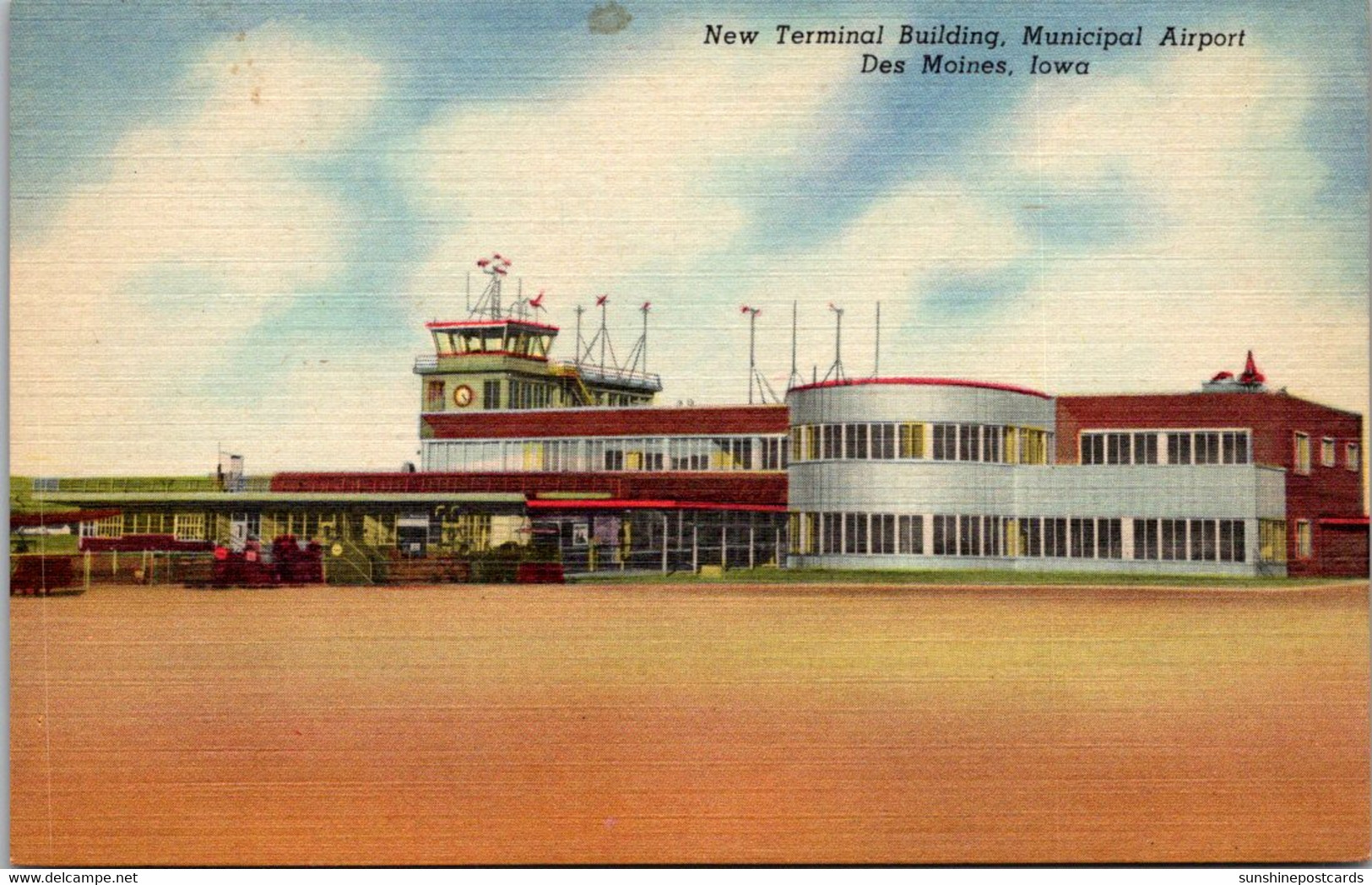 Iowa Des Moines Municipal Airport New Terminal Building Curteich - Des Moines