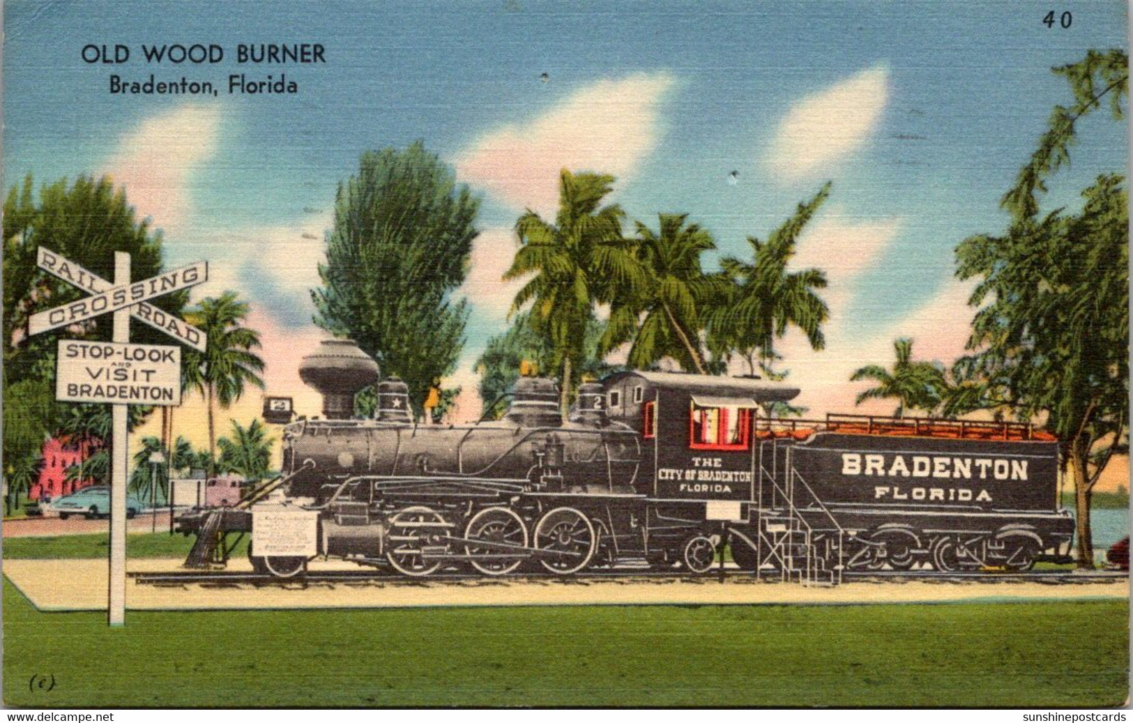 Florida Bradenton Old Wood Burner Old No 2 Locomotive 1956 - Bradenton
