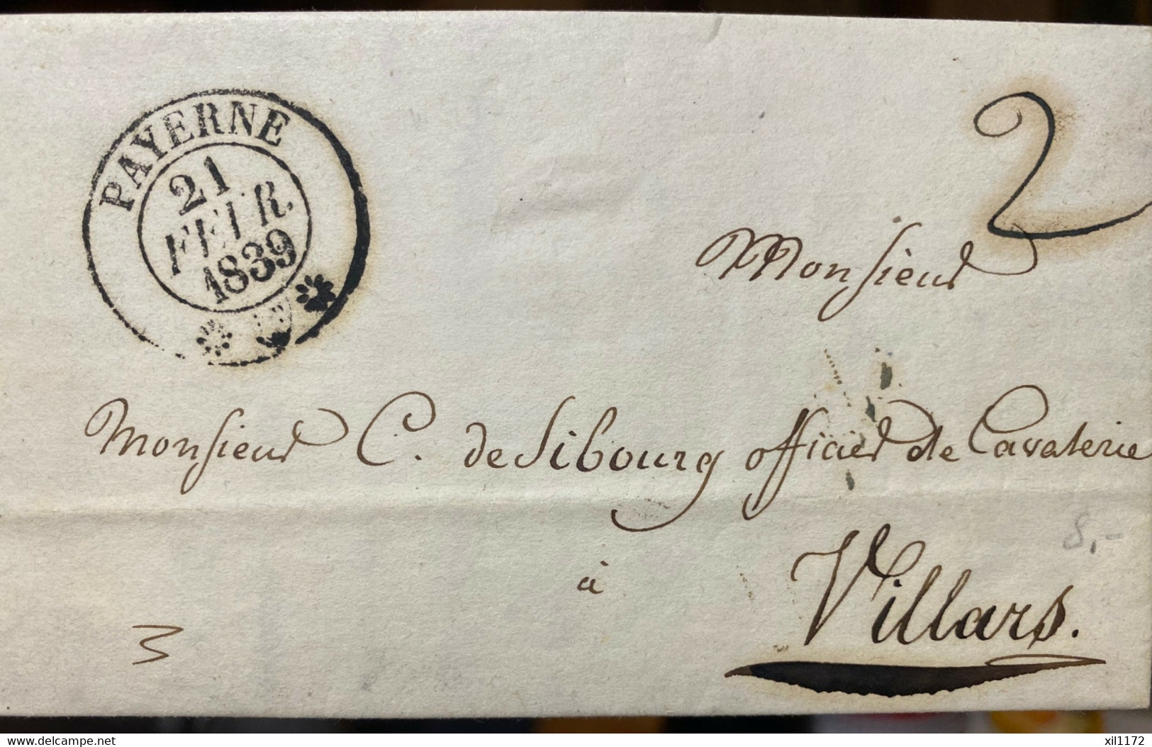 PPH1-07 RARE  Enveloppe-lettre Avec Sceau, Envoyée Par Pasteur De Payerne En 1848 à Un Officier De Cavalerie à Villars - ...-1845 Préphilatélie