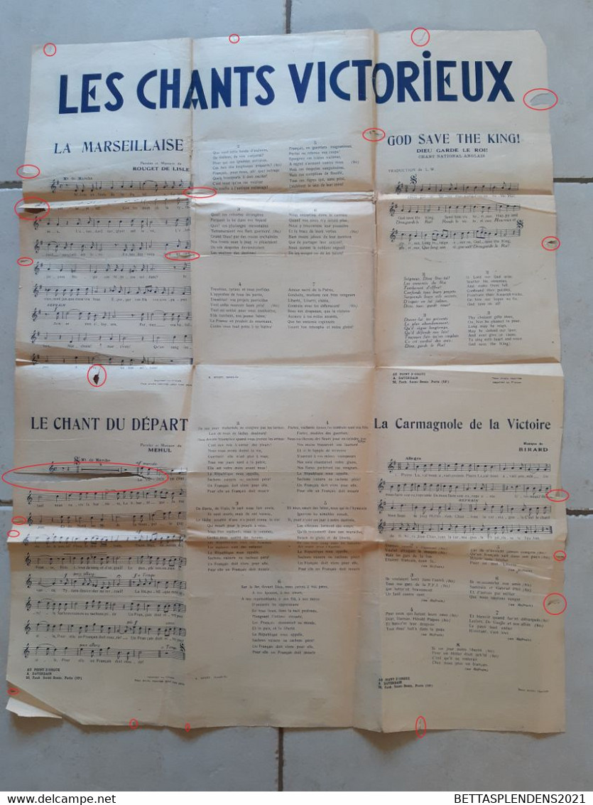 Affiche - 1939-1944 - Les Chants Victorieux - "Libération, Gloire Aux Résistants, La Marseillaise, God Save The King .." - Affiches