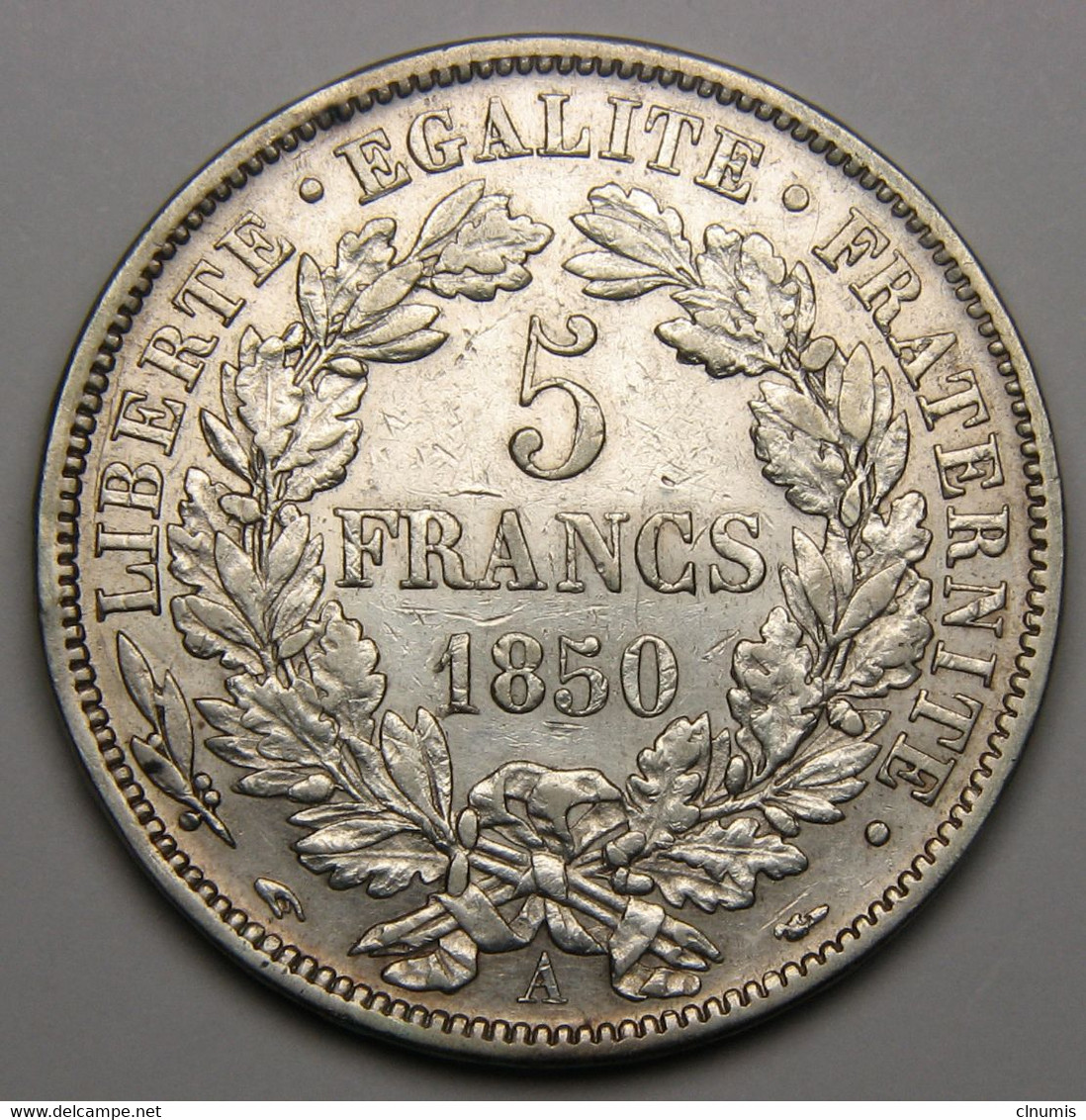 5 Francs Cérès, 1850 A (Paris), Argent - II° République - 5 Francs