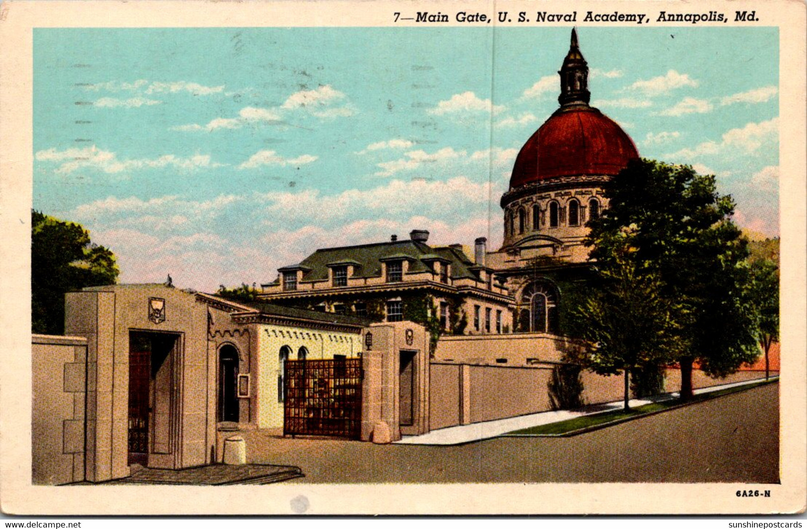 Maryland Annapolis Main Gate U S Naval Academy 1953 Curteich - Annapolis – Naval Academy