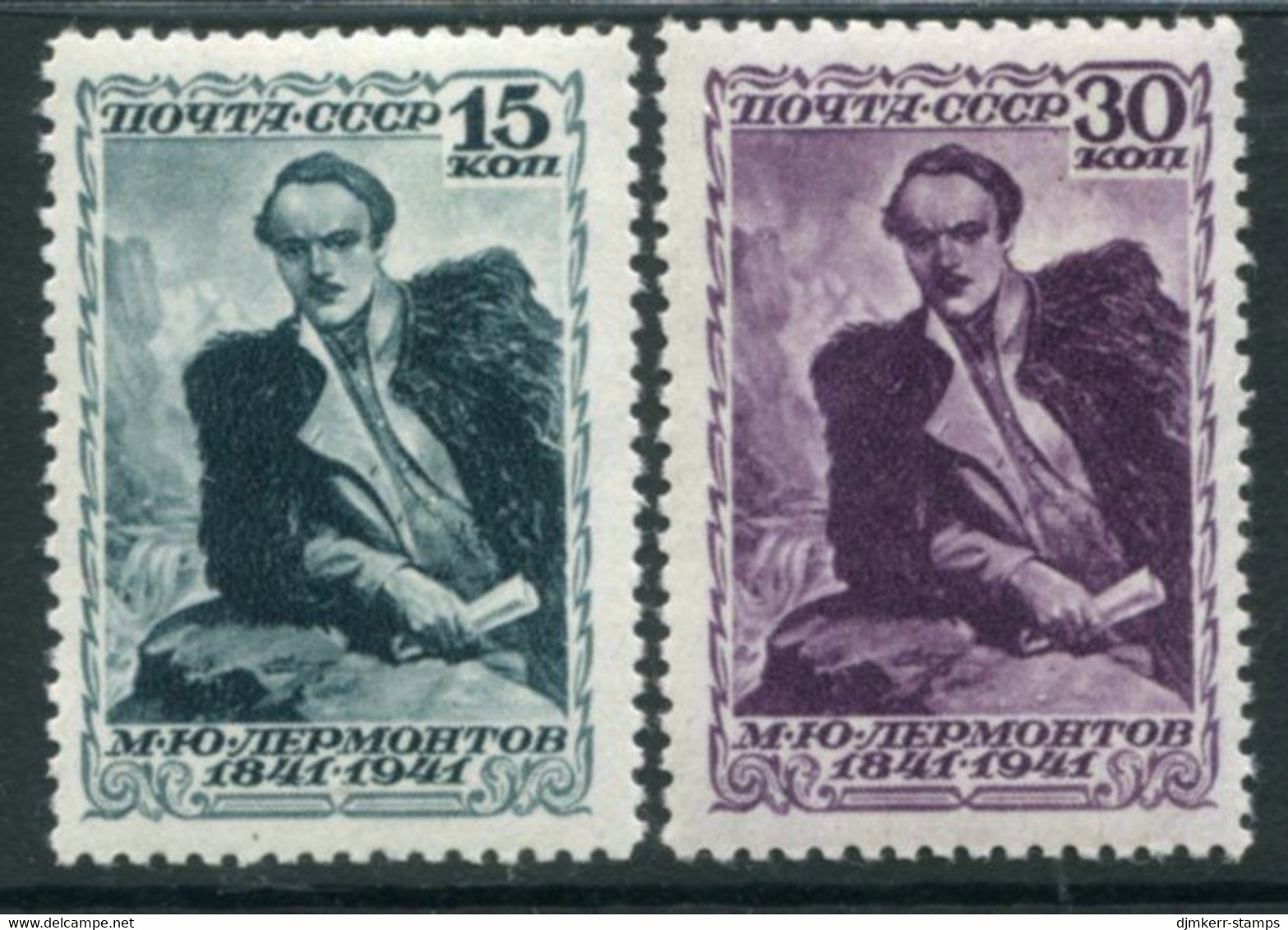 SOVIET UNION 1941 Lermentov Death Centenary LHM / *.  Michel 819A-820A - Nuovi