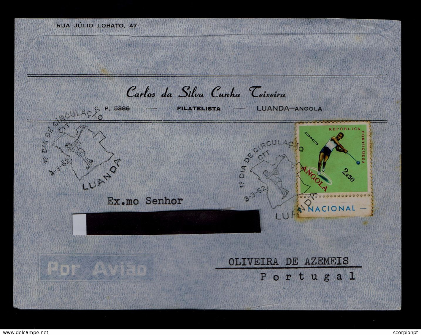 Sp8654 ANGOLA Martial (scarce Item) Fdc 1962 Sports Maps Lançamento Do Martelo Mailed Portugal - Unclassified