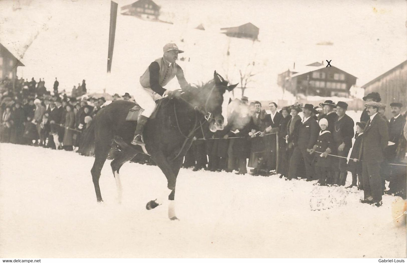 Carte-Photo Gstaad 1917 Concours Hippique Pferdesportwettbewerb Photo Naegeli - Gstaad