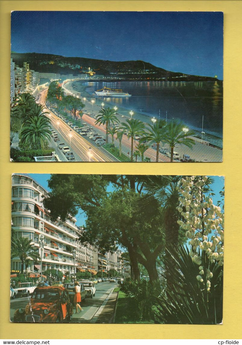 06 - NICE . " PROMENADE DES ANGLAIS LA NUIT " & " PROMENADE DES ANGLAIS " . 2 CPM - Réf. N°34054 - - Lots, Séries, Collections