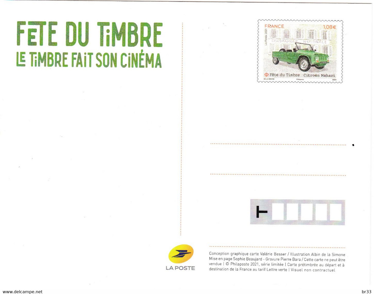 France Mehari Citroen Entier Postal 2021 Le Timbre Fait Son Cinéma Fete Du Timbre - Voitures