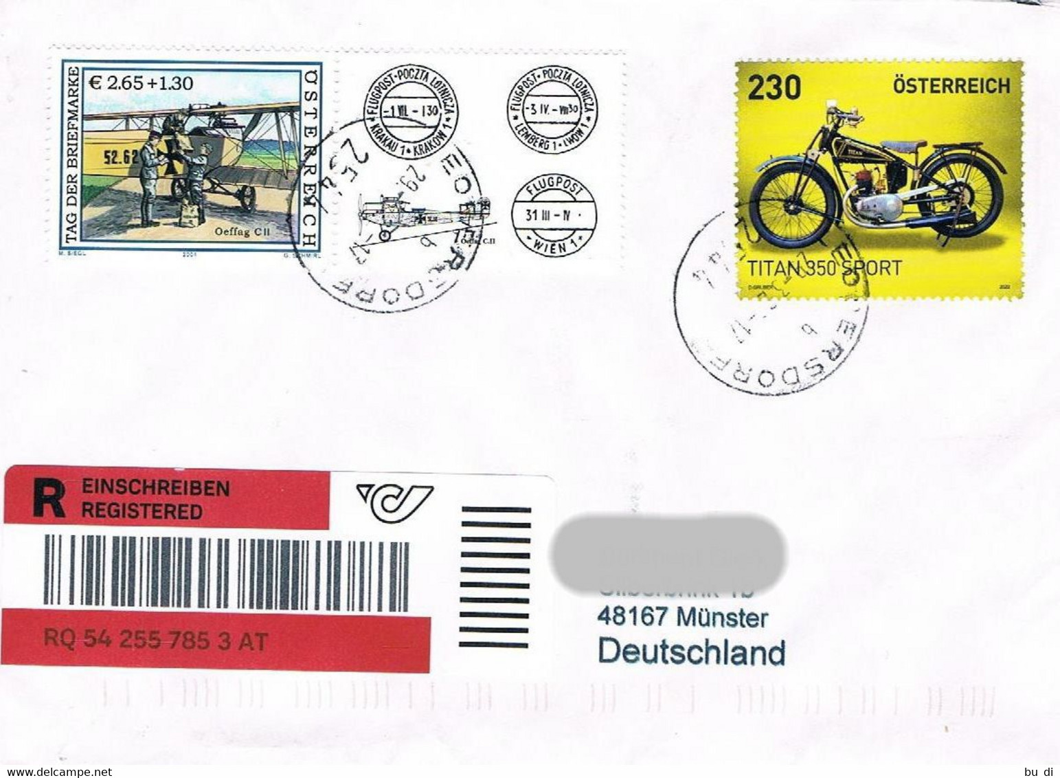 Österreich Einschreiben Bedarfsbrief Mit 2882 Und 3632 (Flugzeug, Motorrad - Airplane, Bike) - Lettres & Documents