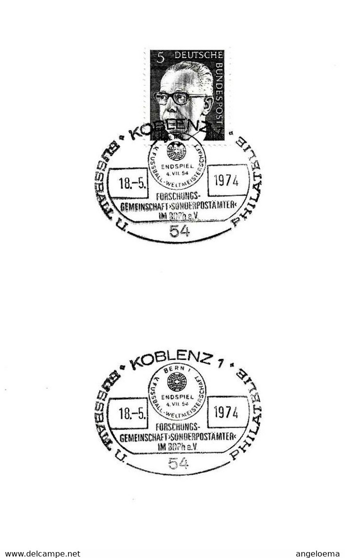 GERMANIA GERMANY - 1974 KOBLENZ 20° Campionato Mondo Calcio In Svizzera (riproduzione Annullo Berna) - 6619 - 1954 – Suisse