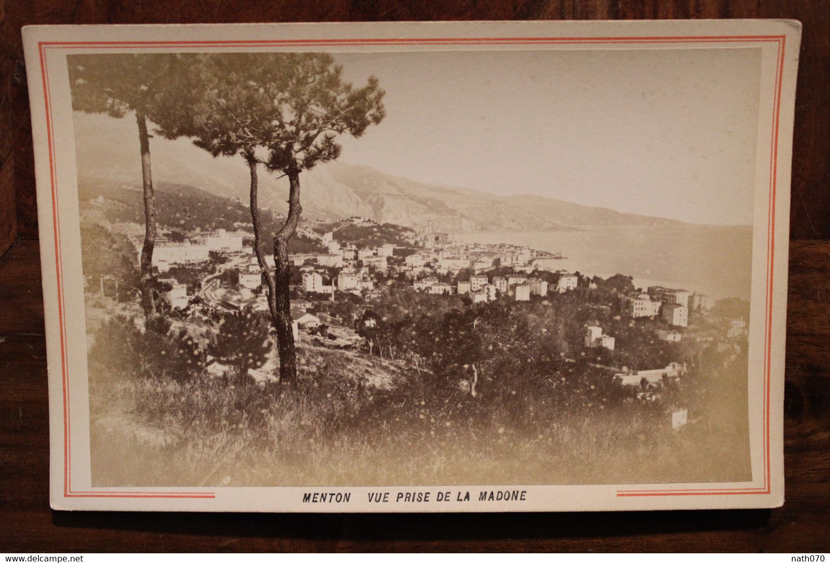 Carte Photo 1890's Menton Vue De La Madone Photographie TIRAGE SUR PAPIER ALBUMINÉ SUPPORT CARTON Cabinet CDC - Orte