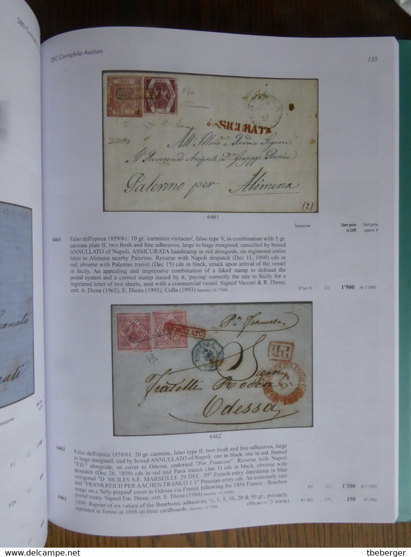 AC Corinphila 280 Auction 2021: Special Auction Italy, France, Europe & British Commonwealth, Provera Collections Part 3 - Catálogos De Casas De Ventas