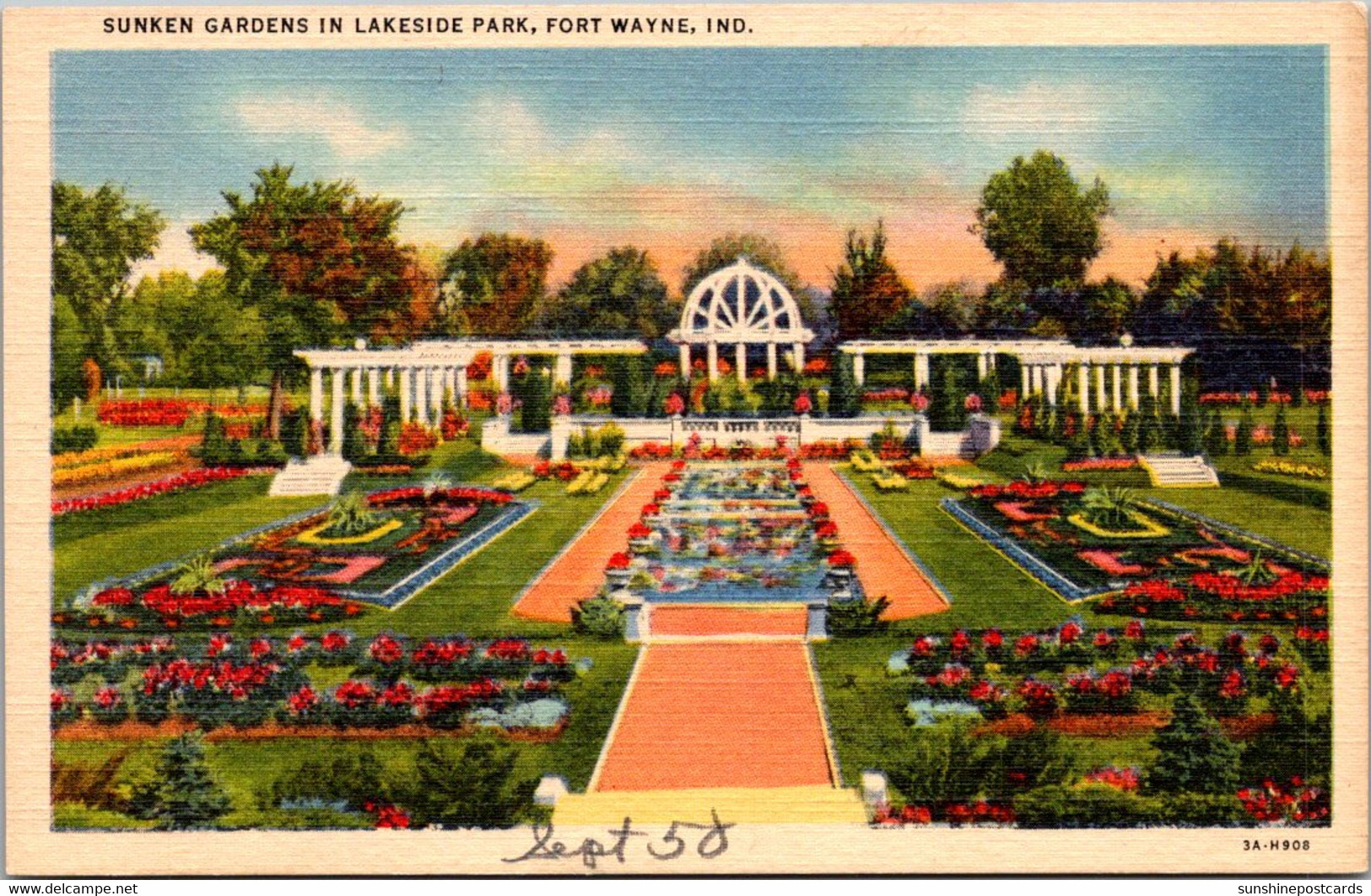 Indiana Fort Wayne Lakeside Park Sunken Gardens Curteich - Fort Wayne