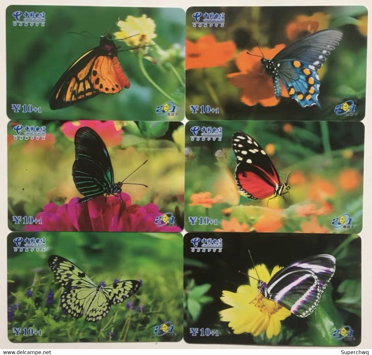 Telephonecard- China, Butterfly 1 Set, 6 Pieces - China