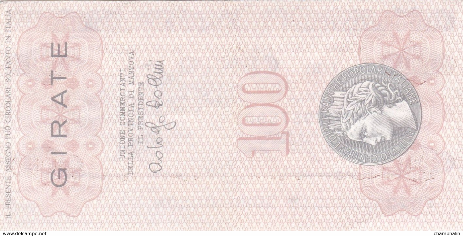 Italie - Billet De 100 Lire - Istituto Centrale Delle Banche Popolari - 15/04/1977 - Emissions Provisionnelles - Mantova - [ 4] Emissions Provisionelles