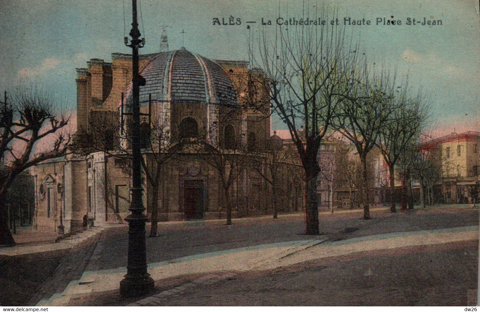 Alès (Gard) La Cathédrale Et La Haute Place St Jean - Edition Bonin Et Farge - Carte Colorisée - Alès