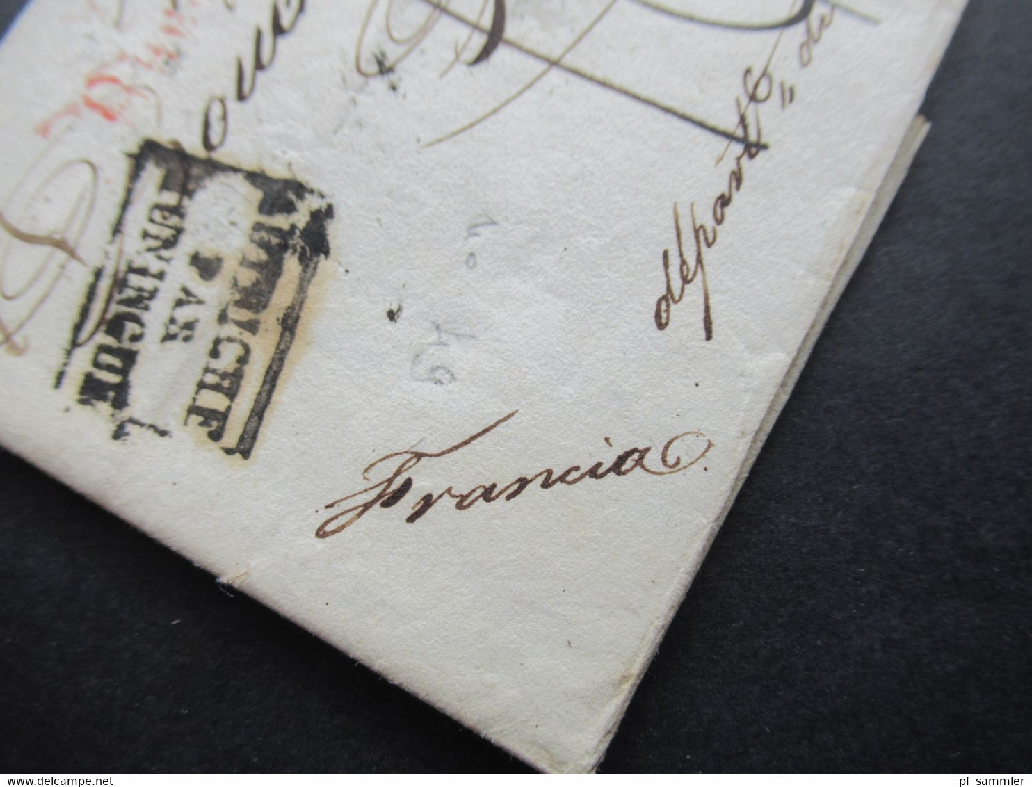 Italien Neapel / Naples Schiffspost ?! 7.10.1826 Autriche Par Huningue / weitere interessante Stempel Taxvermerk 16