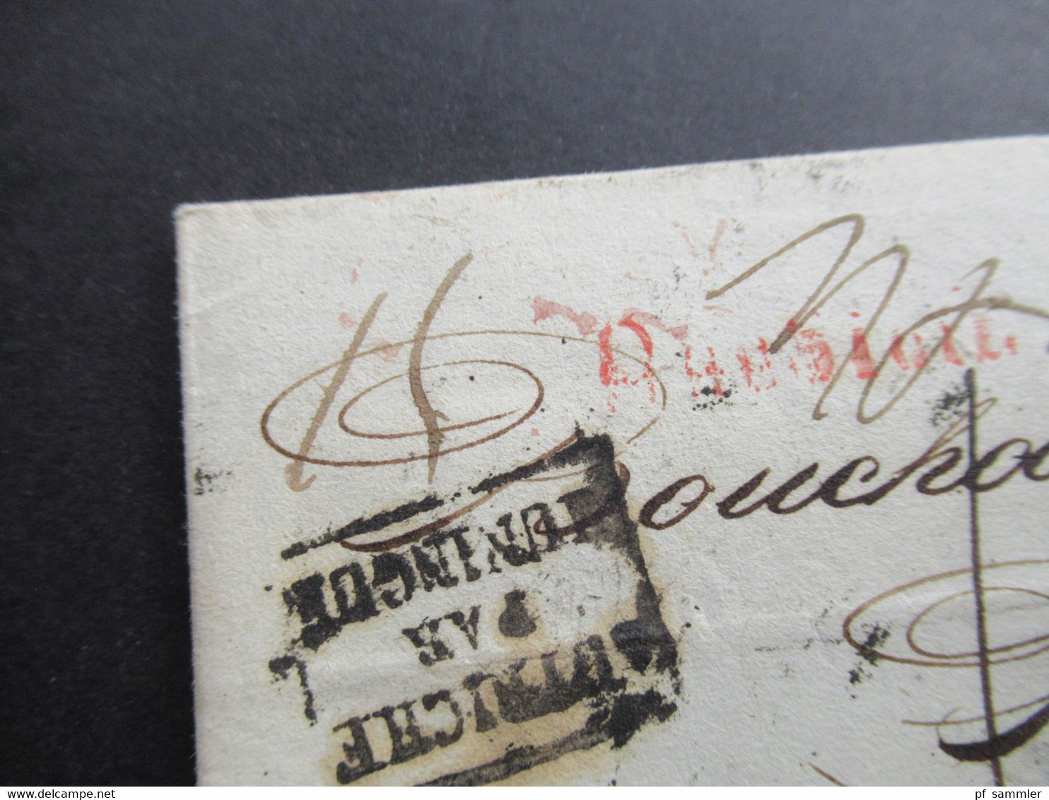 Italien Neapel / Naples Schiffspost ?! 7.10.1826 Autriche Par Huningue / weitere interessante Stempel Taxvermerk 16